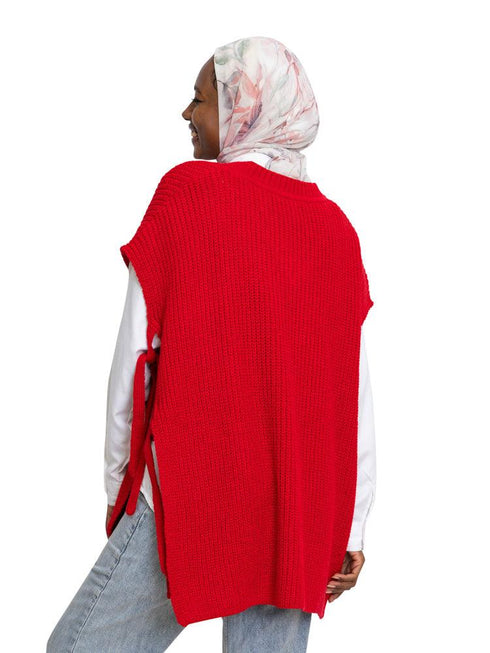 Racing Red Cut Belt Pullover - Khotwh